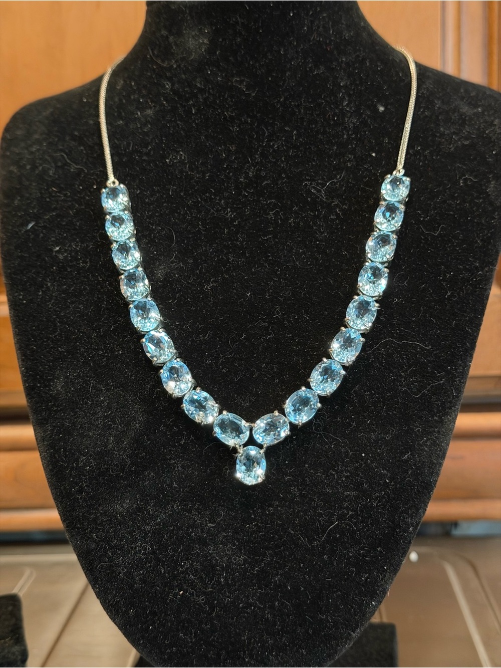 55 CTW Oval Glacier Topaz Rhodium over Sterling Silver Necklace